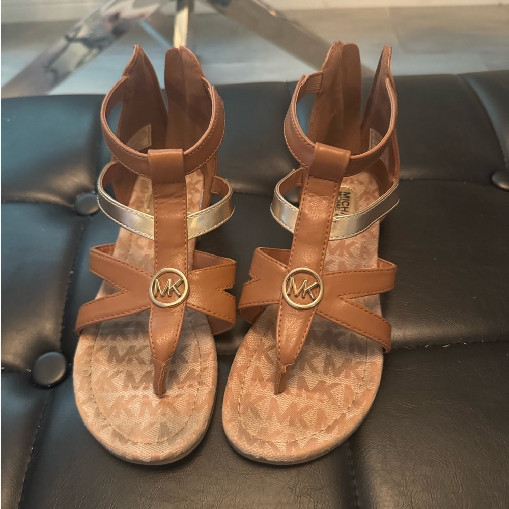Michael Kors Tan and Silver Kids Sandals